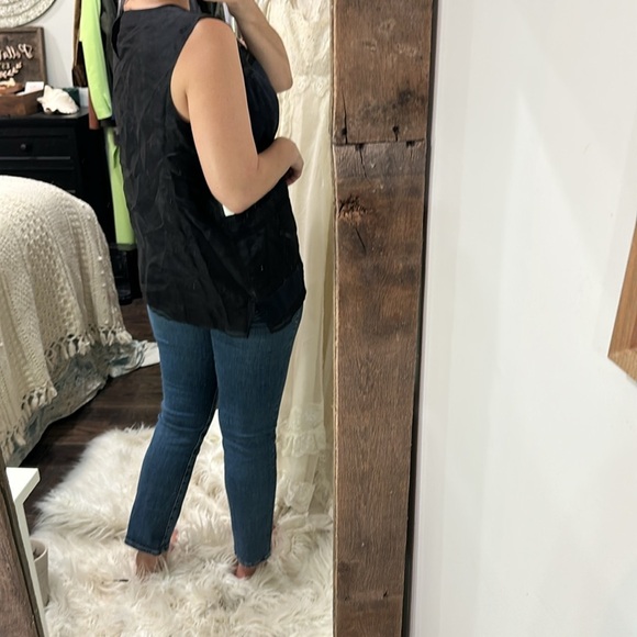 St. John Black and blue Top size large silk fabric - Picture 3 of 8